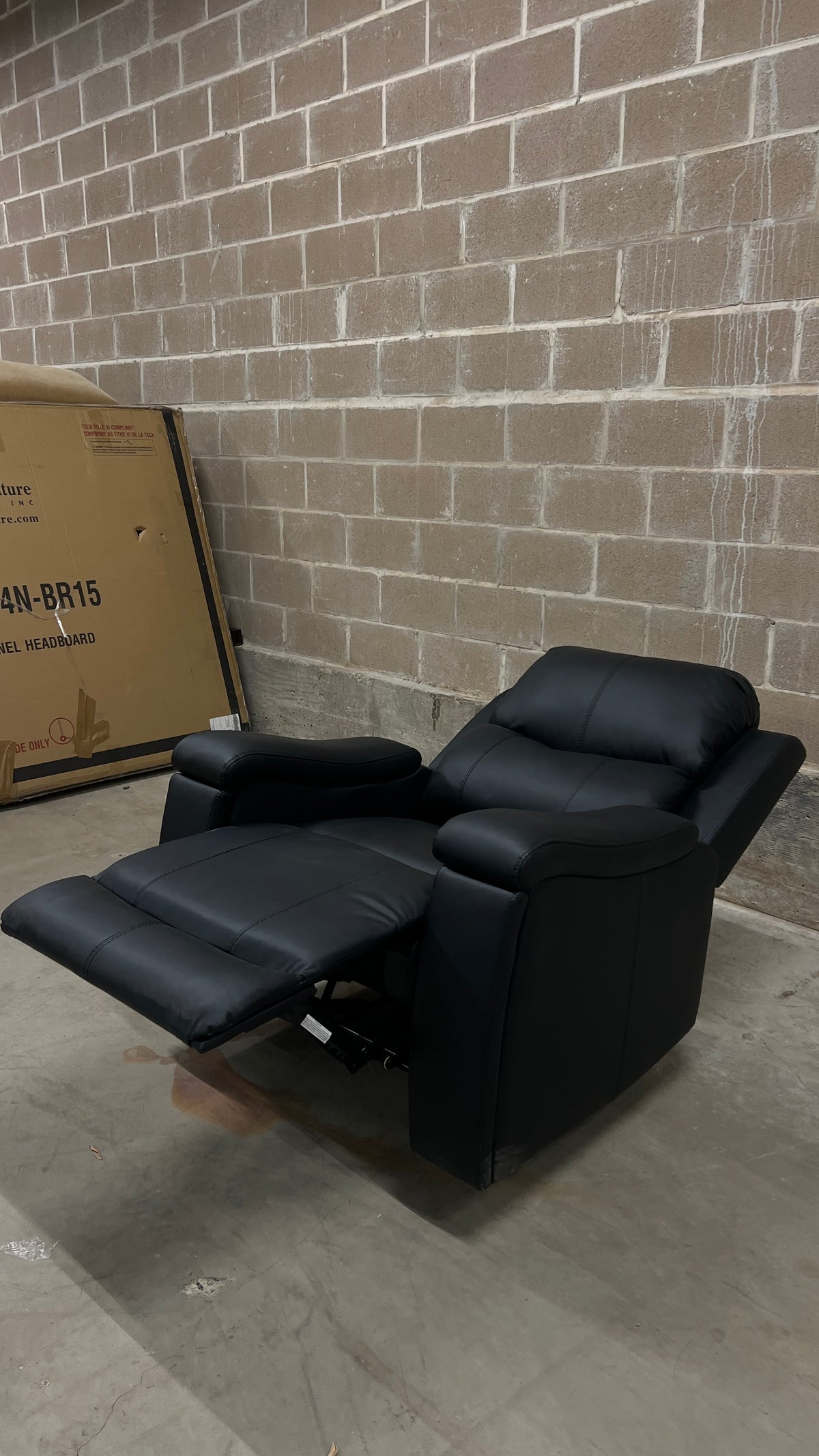 Art of Living Designs Alex Mid-Century Modern Genuine Leather Manual Recliner - Black