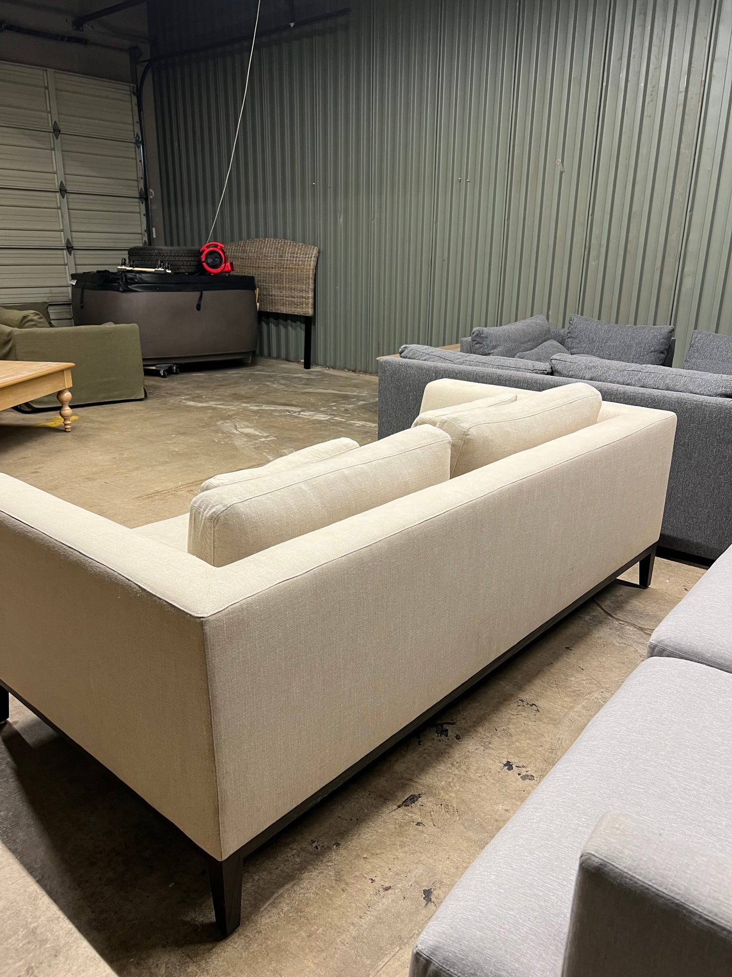 RH Italia Sofa • Classic Belgian Linen Sand • 8ft Luxe Depth