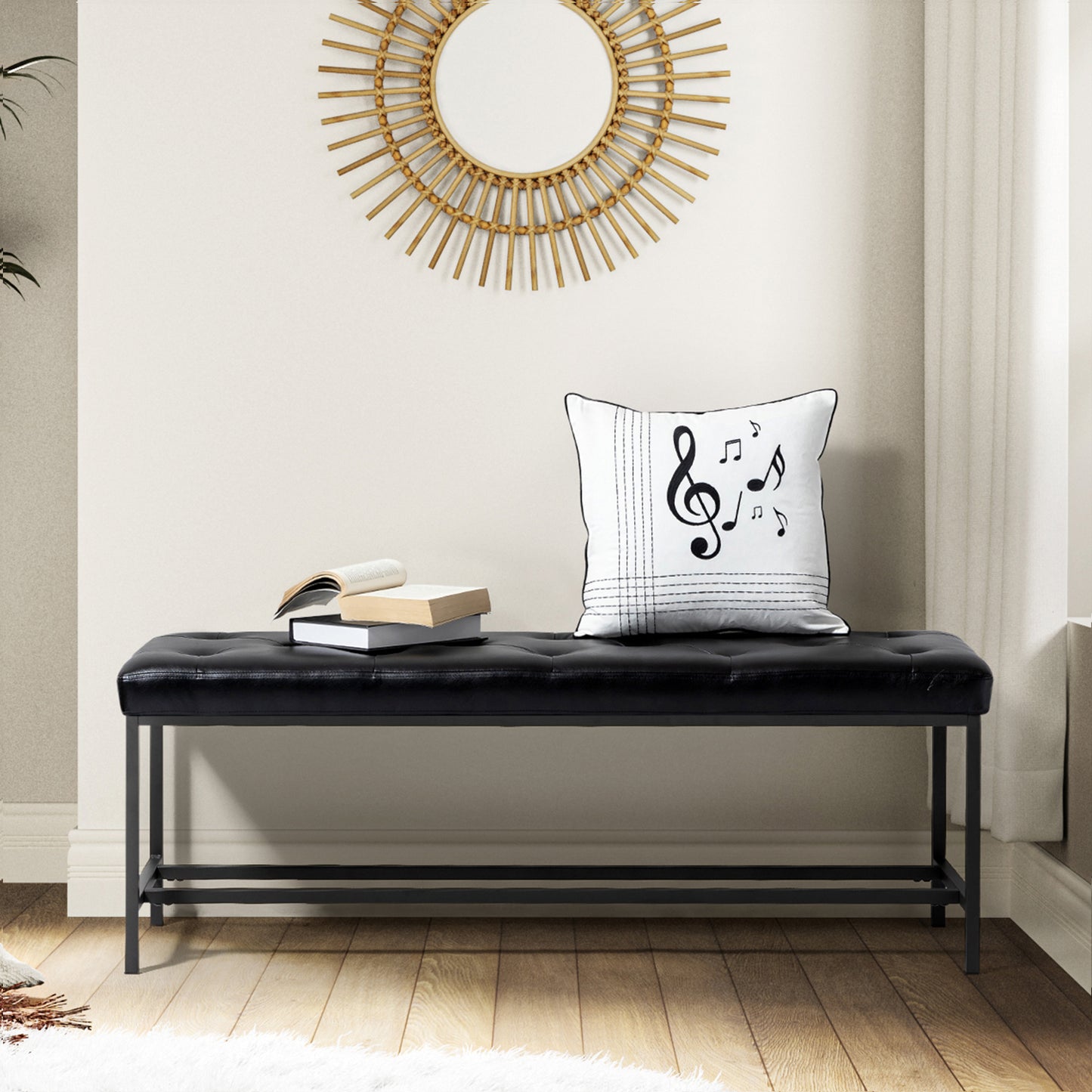 Jakob Upholstered Bench-BLACK