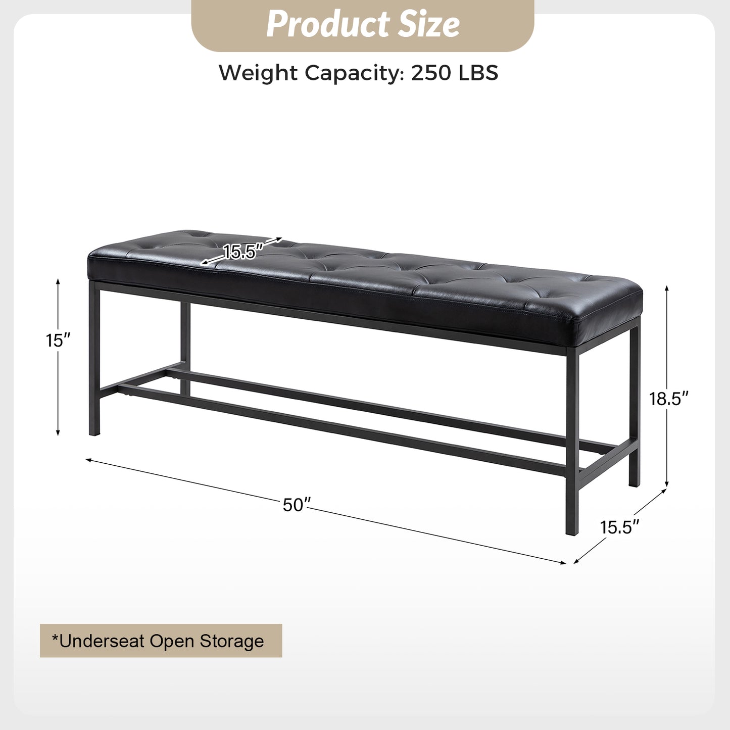 Jakob Upholstered Bench-BLACK