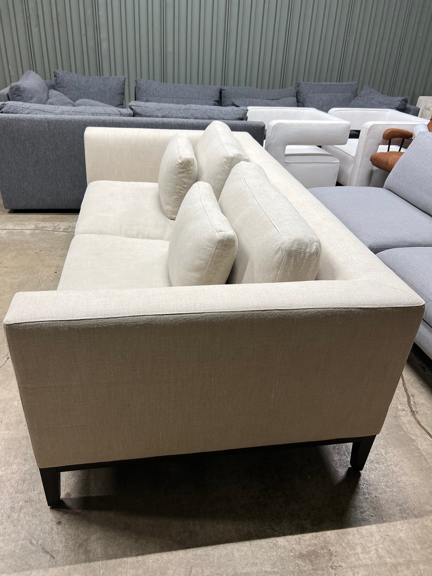 RH Italia Sofa • Classic Belgian Linen Sand • 8ft Luxe Depth
