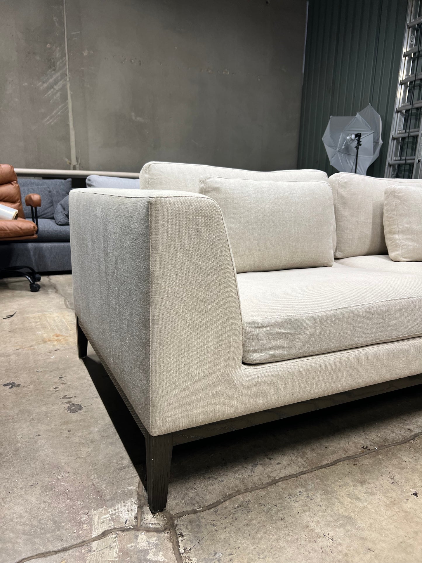 RH Italia Sofa • Classic Belgian Linen Sand • 8ft Luxe Depth