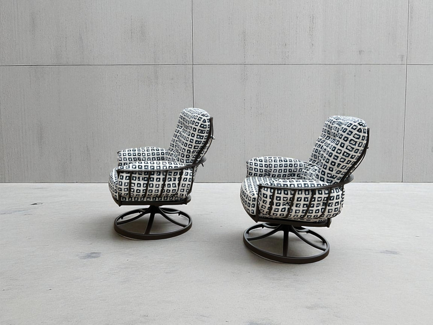 OW Lee Monterra Wrought Iron Swivel Rocker Outdoor Lounge Chairs (Set of 2) – New, Open Box