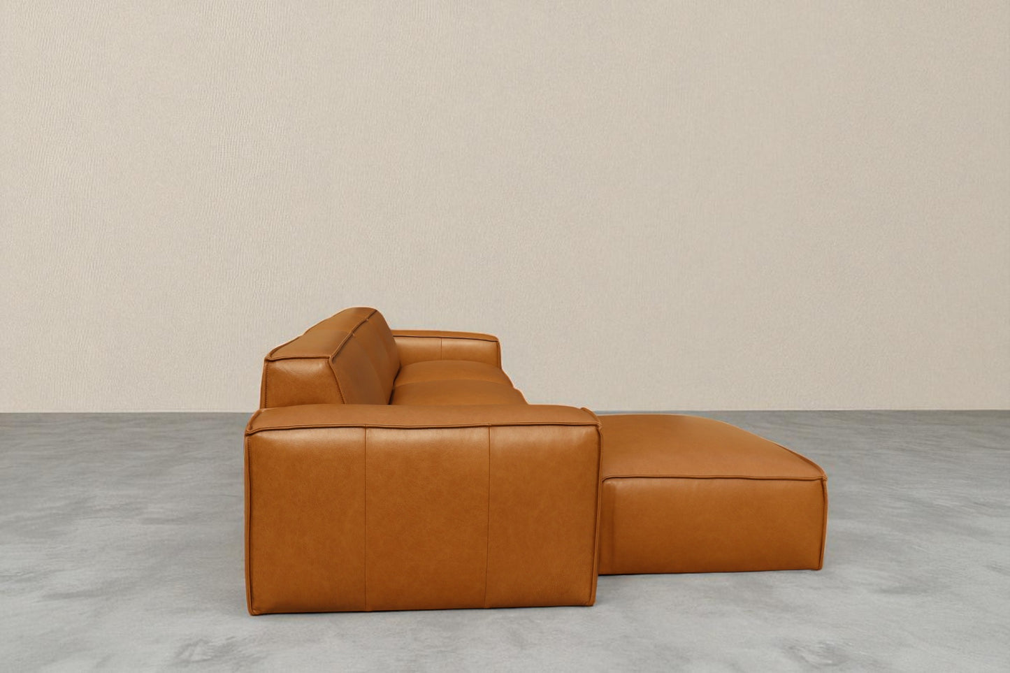 Castlery: Jonathan Leather Extended Sofa with Ottoman