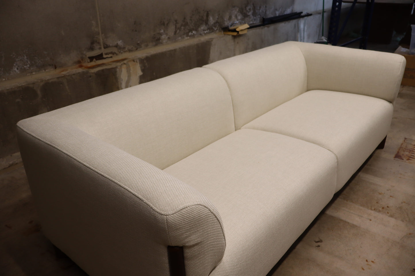 Beige sofa wood accent legs