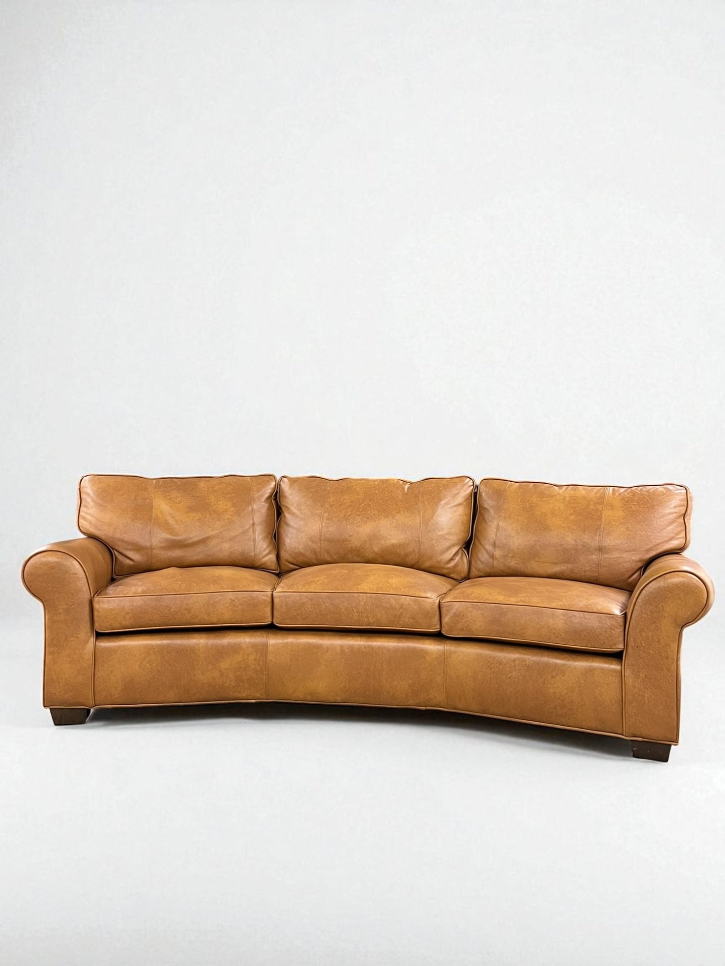 Arhaus Colby Curved Leather Sofa – Pre-Owned, Excellent Like-New