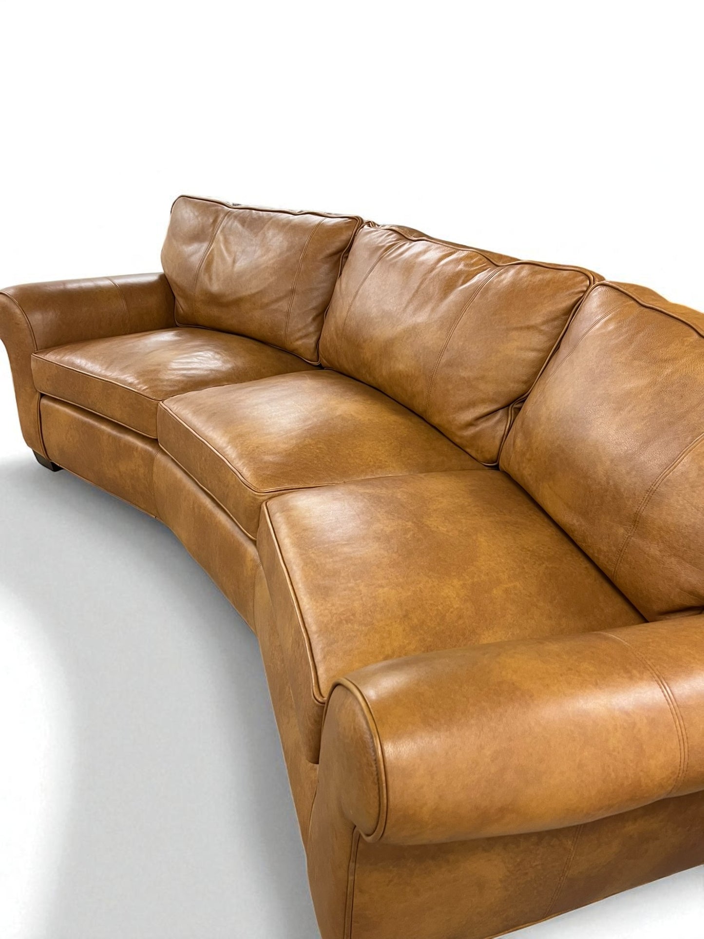 Arhaus Colby Curved Leather Sofa – Pre-Owned, Excellent Like-New