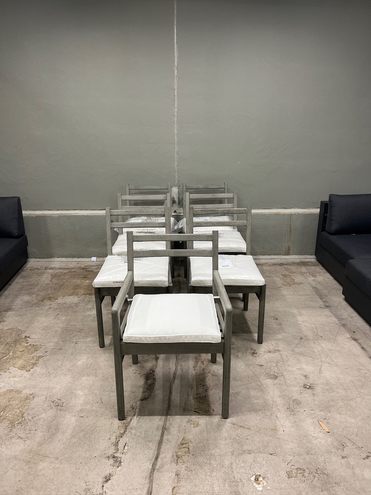 Arhaus Costa Teak Dining Chairs - Driftwood Grey, Set of 7