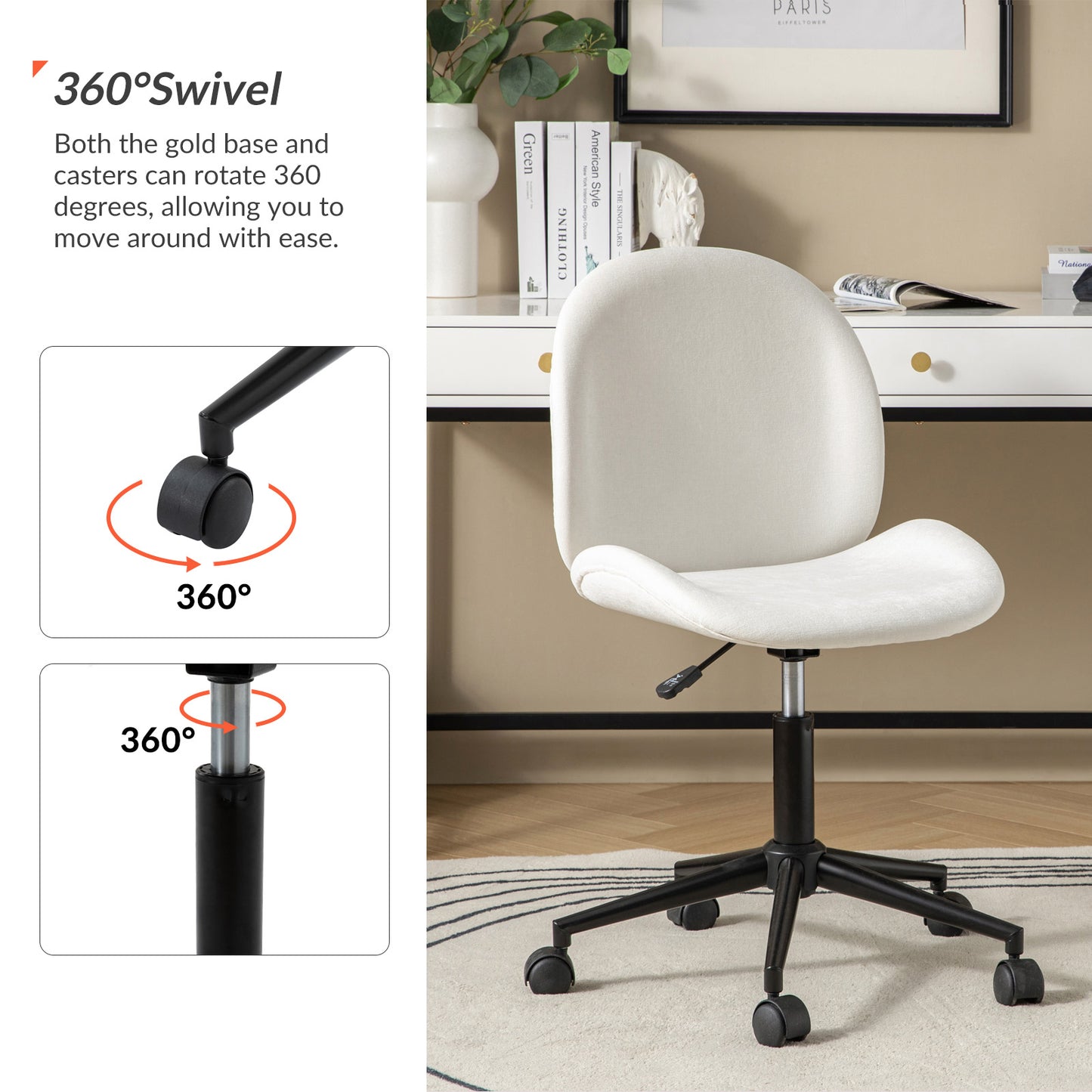 Isabel 360-Degree Swivel Office Chair LINEN