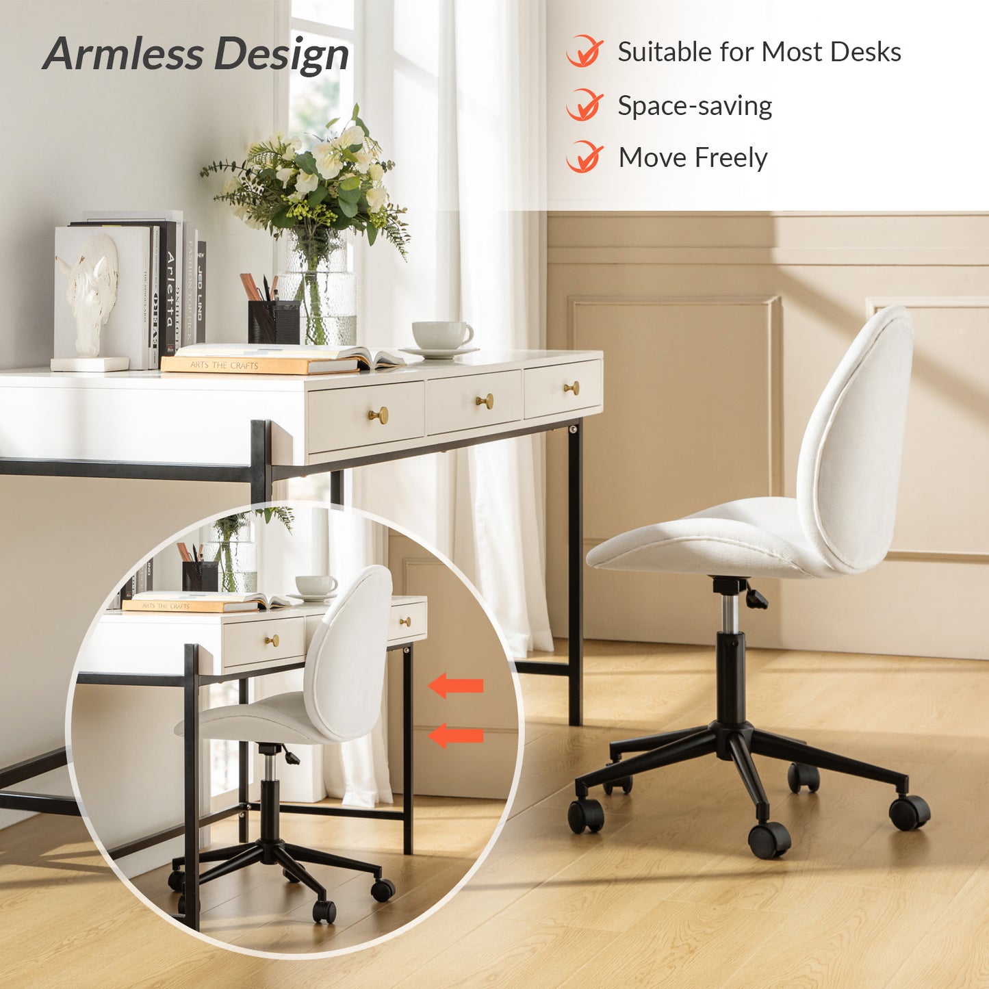 Isabel 360-Degree Swivel Office Chair LINEN