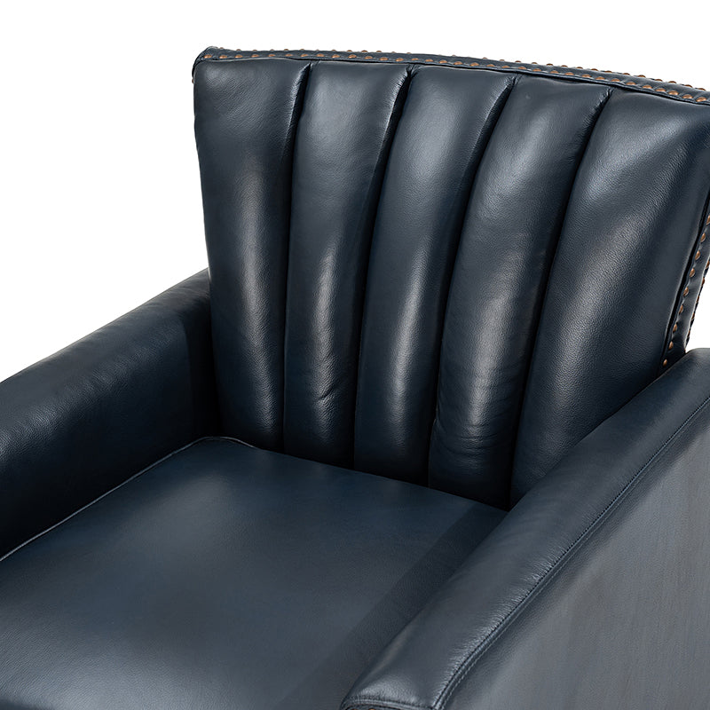 Kalai Genuine Leather Swivel Chair NAVY