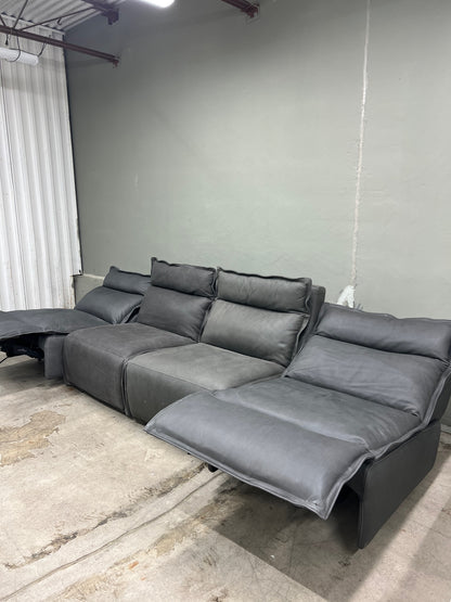 Arhaus Rowland Leather Four-Piece Armless Motion Modular Sofa - Lanie Graphite