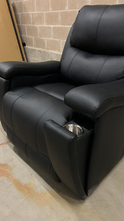 Art of Living Designs Alex Mid-Century Modern Genuine Leather Manual Recliner - Black