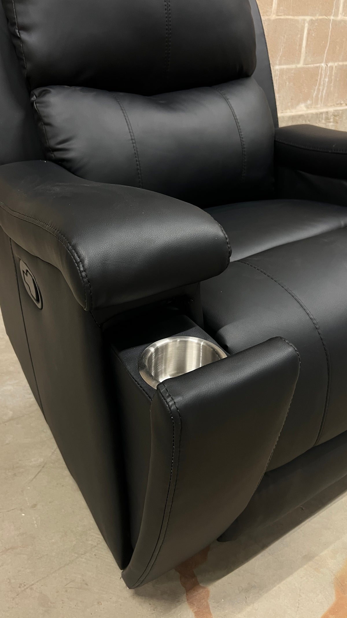 Art of Living Designs Alex Mid-Century Modern Genuine Leather Manual Recliner - Black