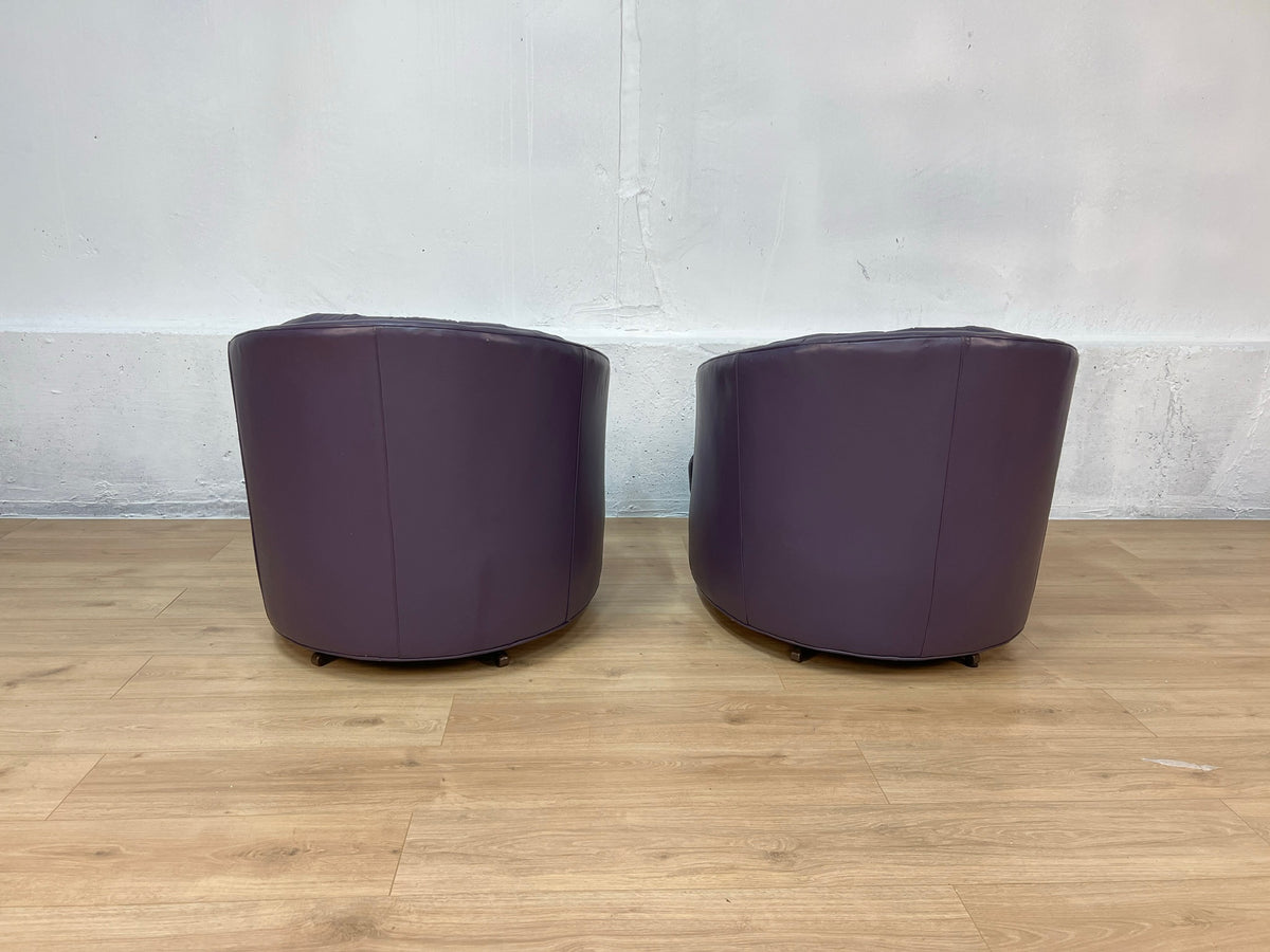 Emmerson Leather Swivel Barrel Chairs - Set of 2