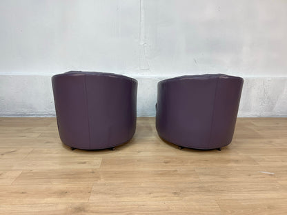 Emmerson Leather Swivel Barrel Chairs - Set of 2