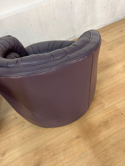 Emmerson Leather Swivel Barrel Chairs - Set of 2