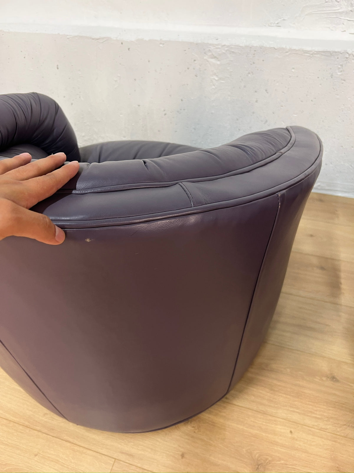Emmerson Leather Swivel Barrel Chairs - Set of 2