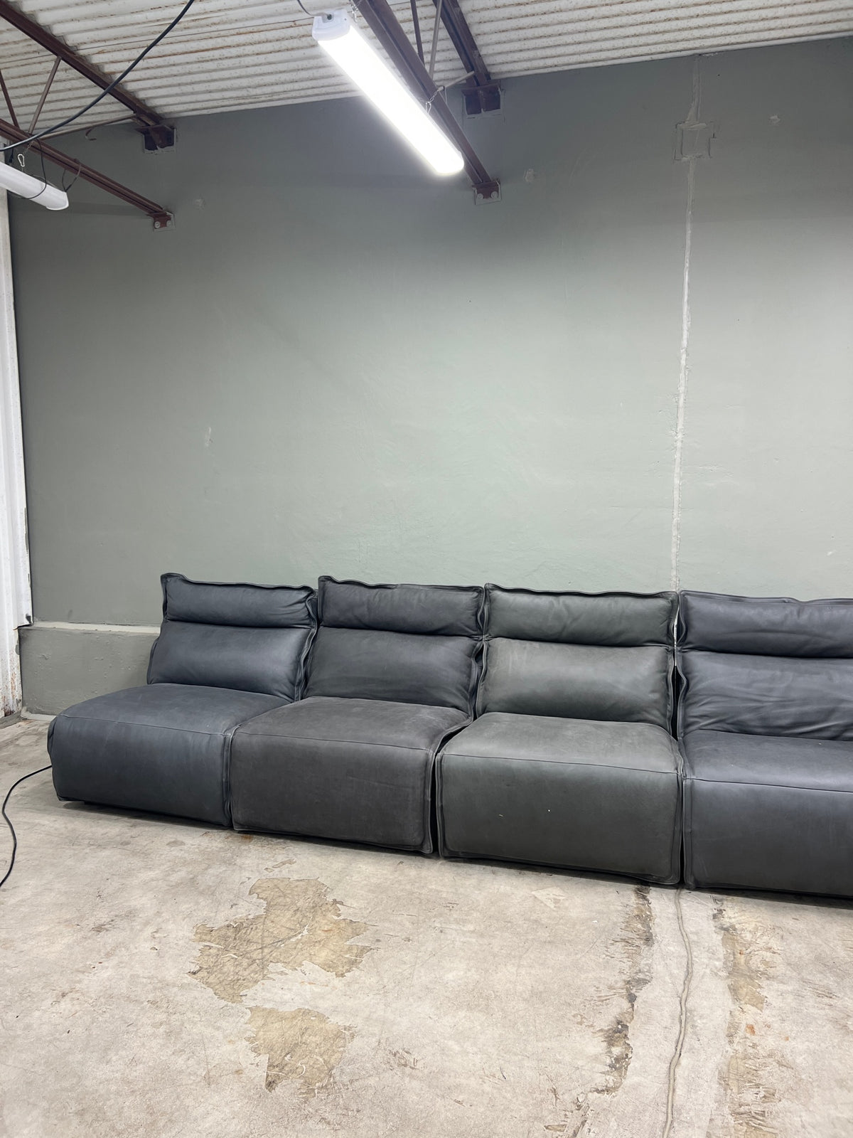 Arhaus Rowland Leather Four-Piece Armless Motion Modular Sofa - Lanie Graphite