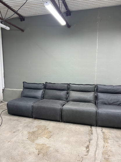 Arhaus Rowland Leather Four-Piece Armless Motion Modular Sofa - Lanie Graphite