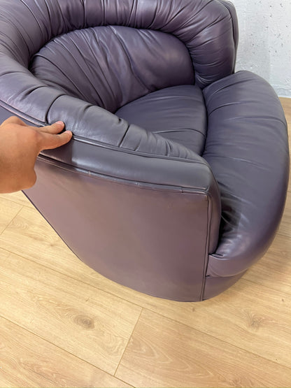 Emmerson Leather Swivel Barrel Chairs - Set of 2