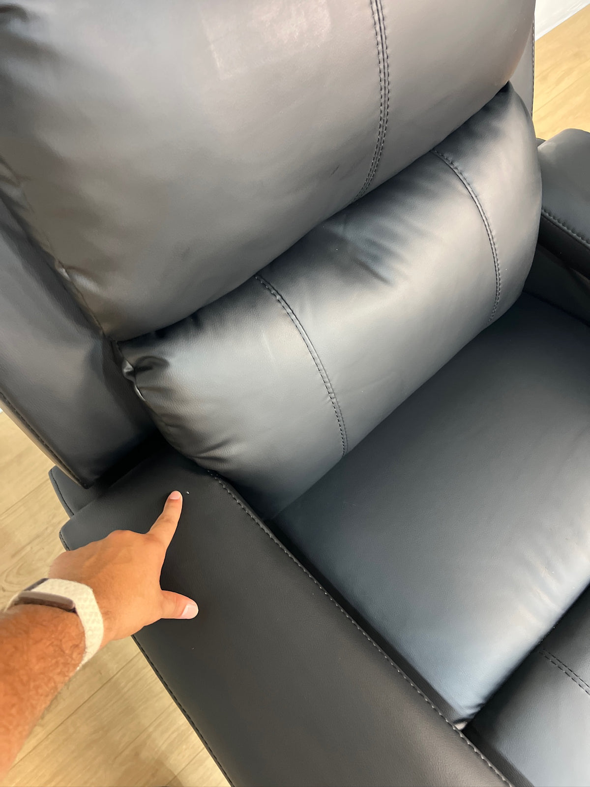 Black Faux Leather Power Recliner Chair with Cup Holders
