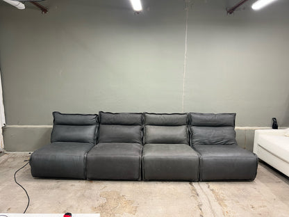 Arhaus Rowland Leather Four-Piece Armless Motion Modular Sofa - Lanie Graphite