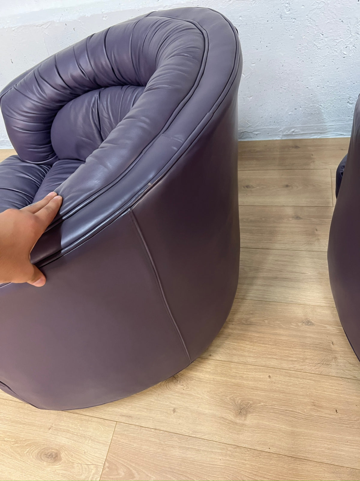 Emmerson Leather Swivel Barrel Chairs - Set of 2