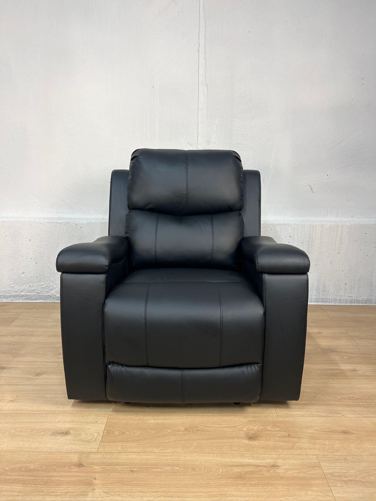Black Faux Leather Power Recliner Chair with Cup Holders