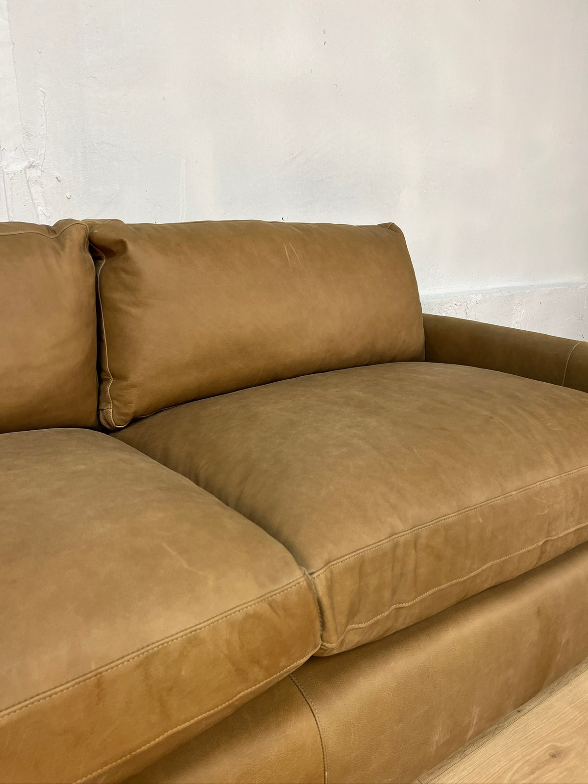 Arhaus Leather Armless Bumper Sofa 80"