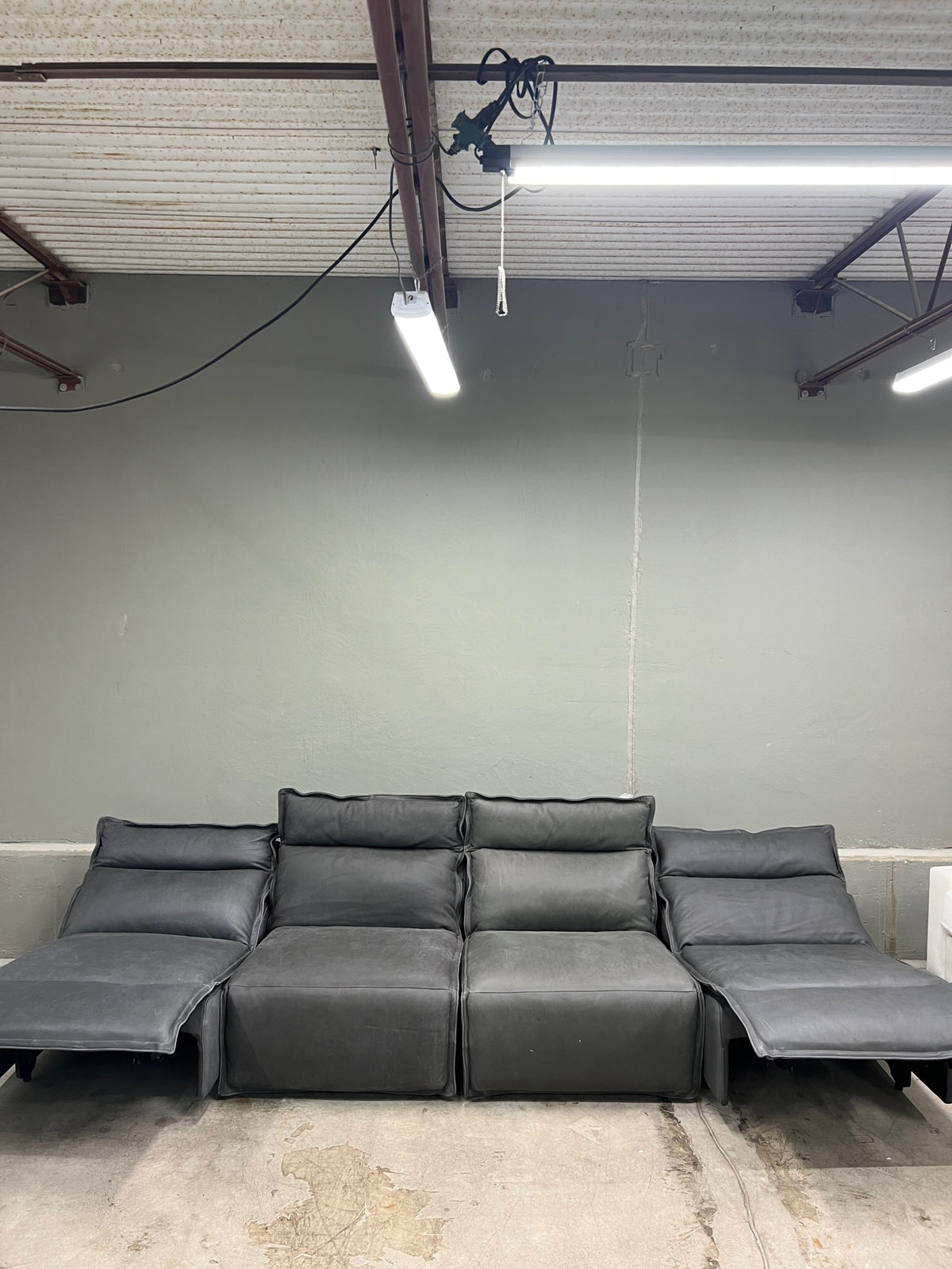 Arhaus Rowland Leather Four-Piece Armless Motion Modular Sofa - Lanie Graphite