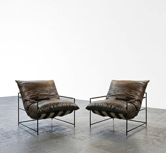 Classic Home Palermo Leather Accent Chairs Chestnut (Set of 2 Available)