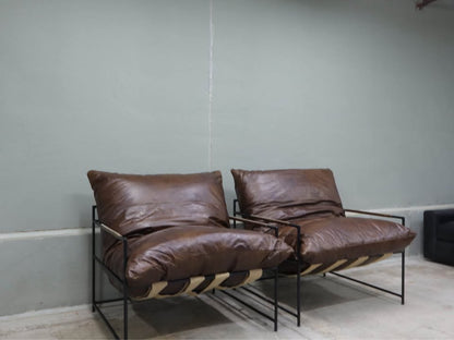 Classic Home Palermo Leather Accent Chairs Chestnut (Set of 2 Available)