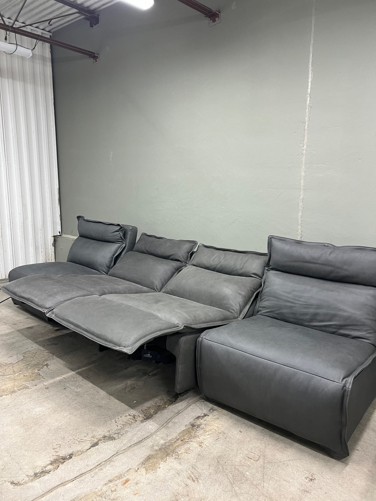 Arhaus Rowland Leather Four-Piece Armless Motion Modular Sofa - Lanie Graphite