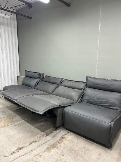 Arhaus Rowland Leather Four-Piece Armless Motion Modular Sofa - Lanie Graphite