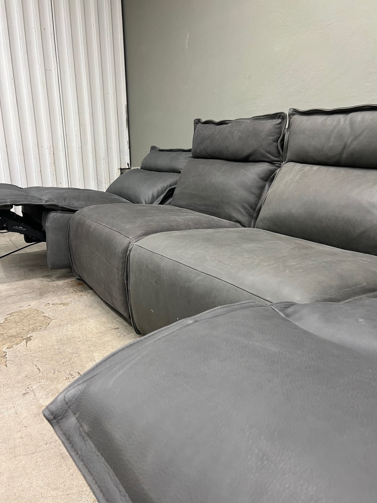 Arhaus Rowland Leather Four-Piece Armless Motion Modular Sofa - Lanie Graphite