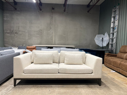 RH Italia Sofa • Classic Belgian Linen Sand • 8ft Luxe Depth