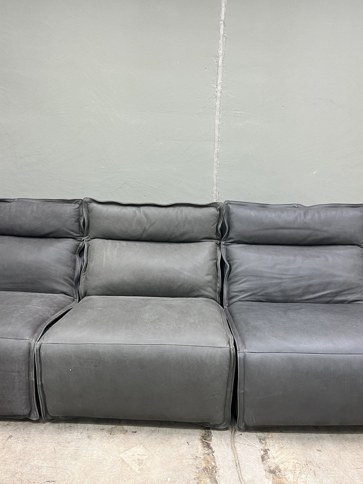 Arhaus Rowland Leather Four-Piece Armless Motion Modular Sofa - Lanie Graphite