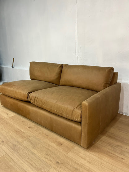 Arhaus Leather Armless Bumper Sofa 80"