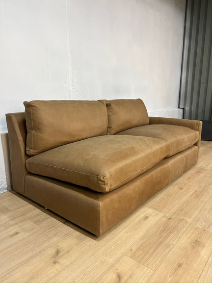 Arhaus Leather Armless Bumper Sofa 80"