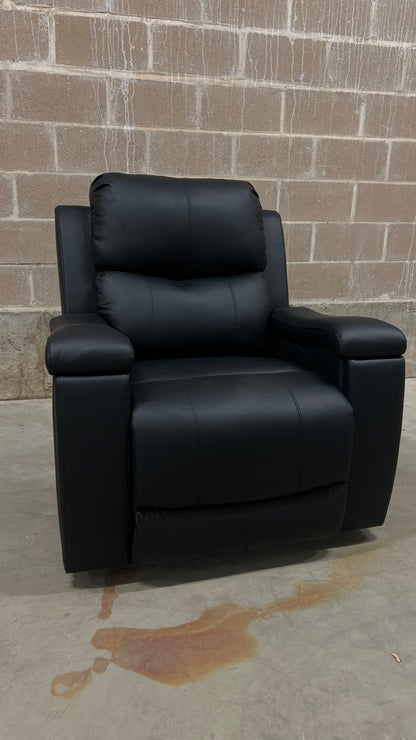 Art of Living Designs Alex Mid-Century Modern Genuine Leather Manual Recliner - Black