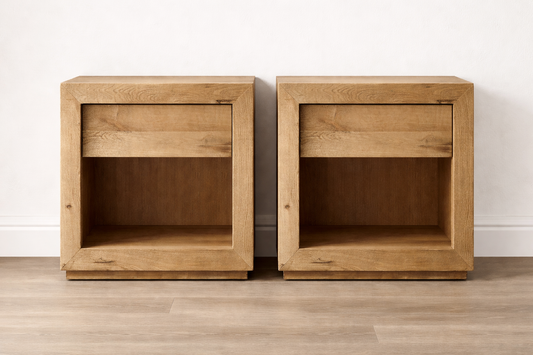 2 RH RECLAIMED OAK OPEN NIGHTSTANDS
