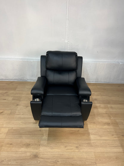 Black Faux Leather Power Recliner Chair with Cup Holders