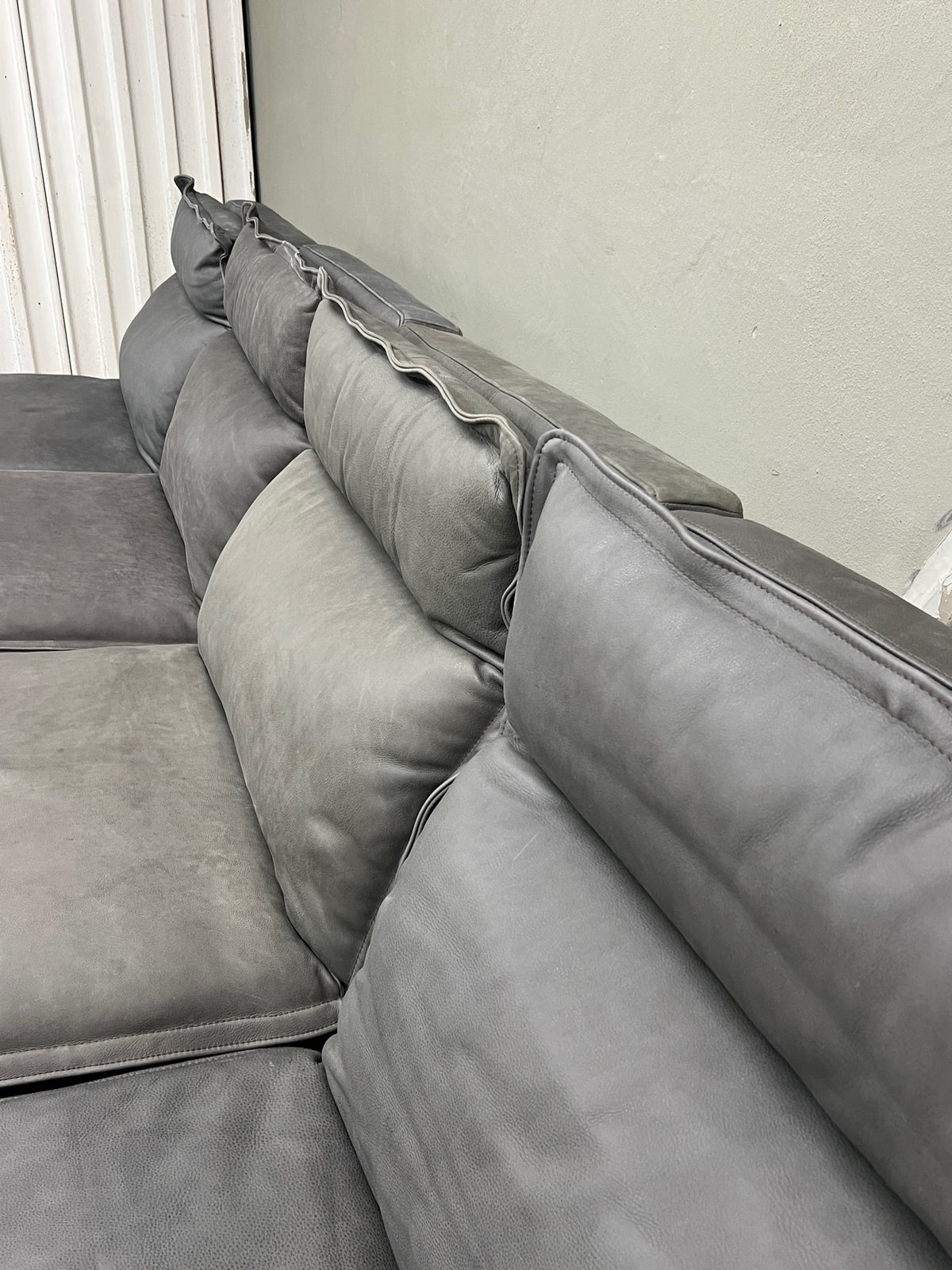 Arhaus Rowland Leather Four-Piece Armless Motion Modular Sofa - Lanie Graphite