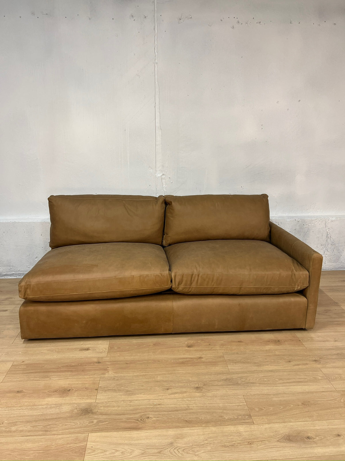 Arhaus Leather Armless Bumper Sofa 80"