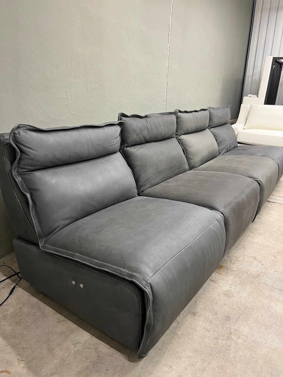 Arhaus Rowland Leather Four-Piece Armless Motion Modular Sofa - Lanie Graphite