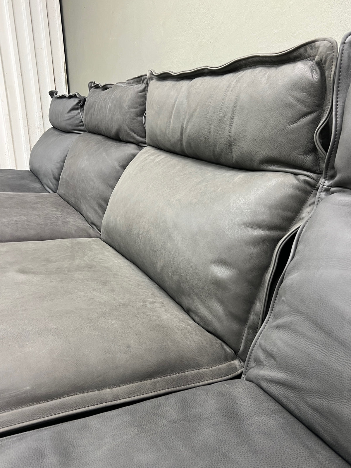 Arhaus Rowland Leather Four-Piece Armless Motion Modular Sofa - Lanie Graphite