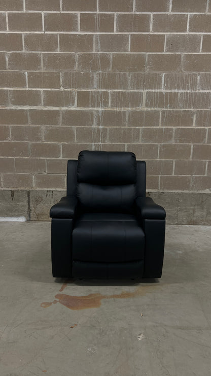 Art of Living Designs Alex Mid-Century Modern Genuine Leather Manual Recliner - Black