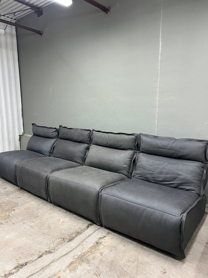Arhaus Rowland Leather Four-Piece Armless Motion Modular Sofa - Lanie Graphite