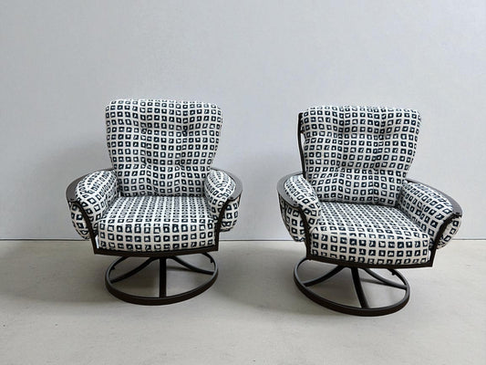 OW Lee Monterra Wrought Iron Swivel Rocker Outdoor Lounge Chairs (Set of 2) – New, Open Box